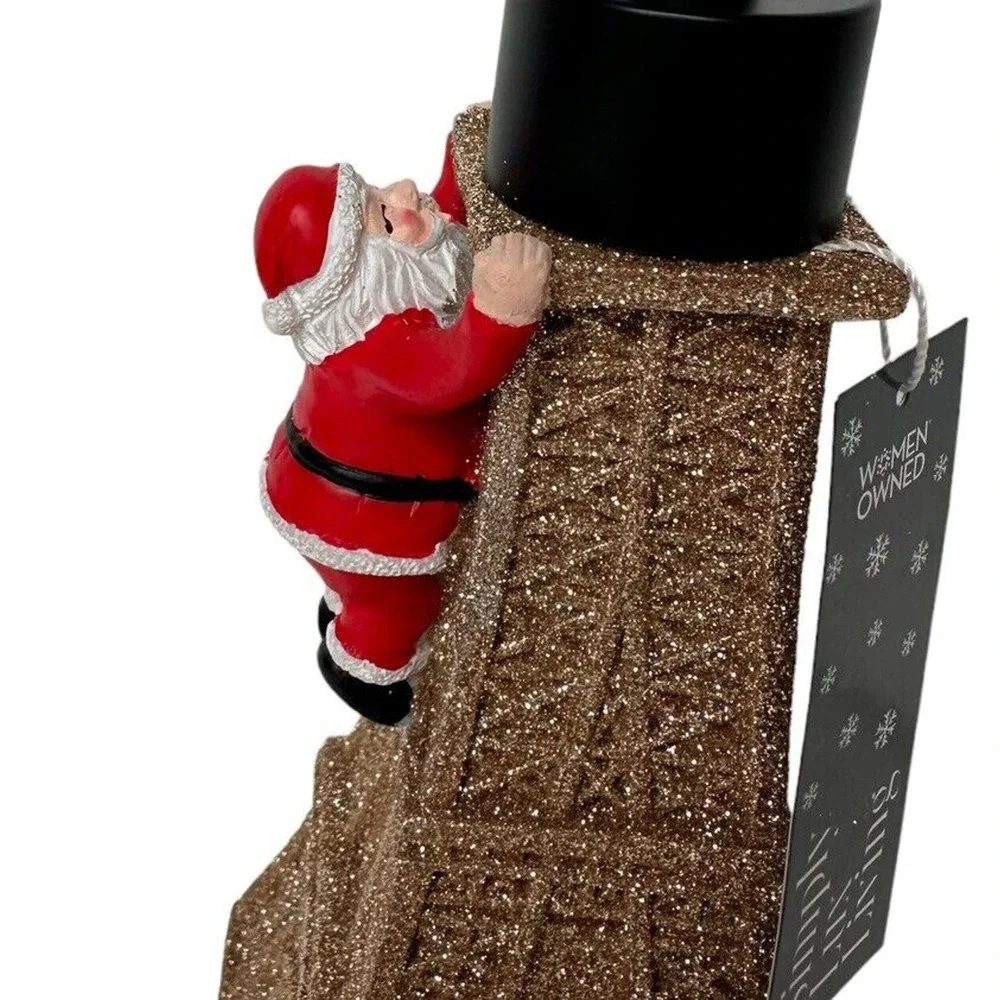 NEW Lux Living Gold Glitter Santa Eiffel Tower Paris Christmas Soap Dispenser 8